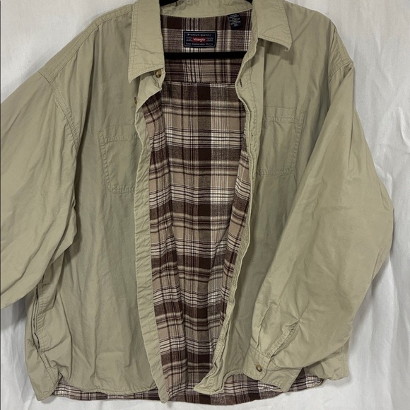 Wrangler Other - Wrangler DAD 100% Cotton Vintage Khaki Shirt Jacket with Plaid Lining 3X Shirt